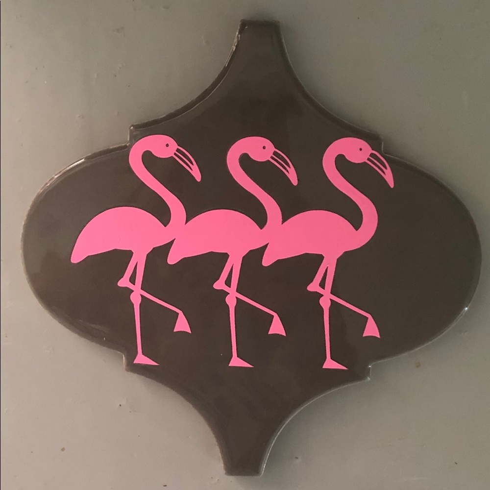 NEW Flamingo Kitchen Trivet Hot Pink Ceramic